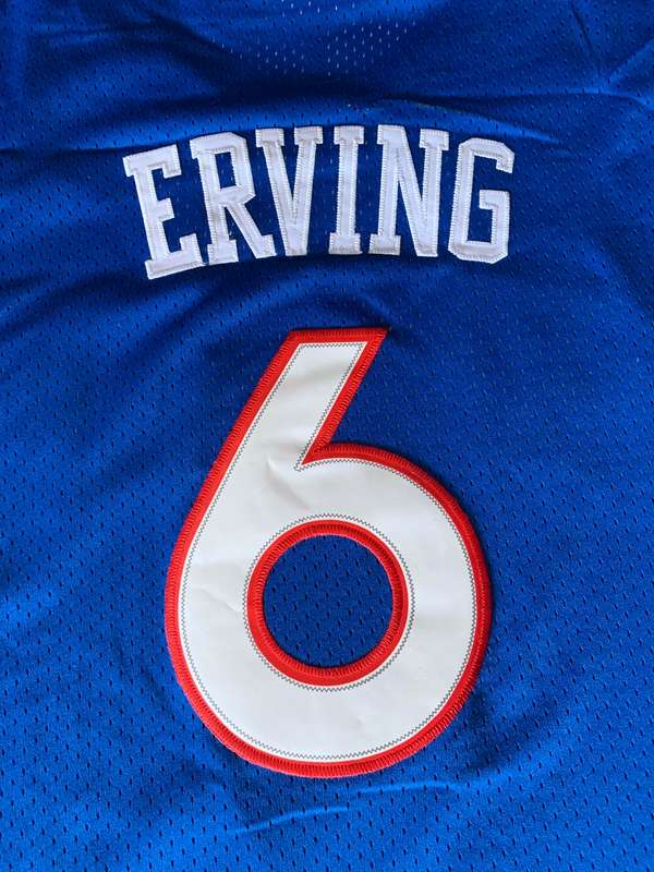 Philadelphia 76ers ERVING #6 Blue Classics Basketball Jersey (Stitched)