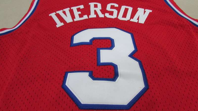 Philadelphia 76ers IVERSON #3 Red 10th Anniversary Classics Basketball Jersey (Stitched)