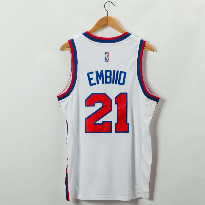 Philadelphia 76ers EMBIID #21 White Classics Basketball Jersey (Stitched)