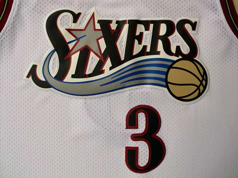 Philadelphia 76ers IVERSON #3 White Classics Basketball Jersey (Stitched)