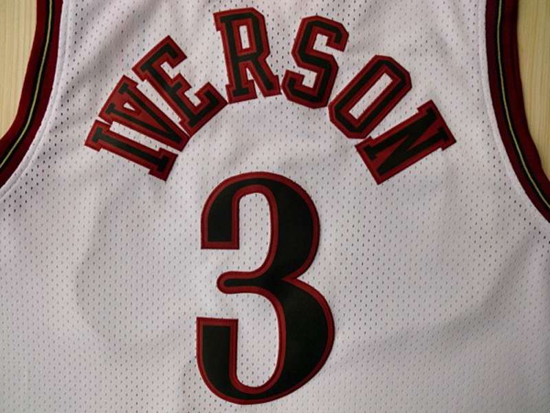 Philadelphia 76ers IVERSON #3 White Classics Basketball Jersey (Stitched)