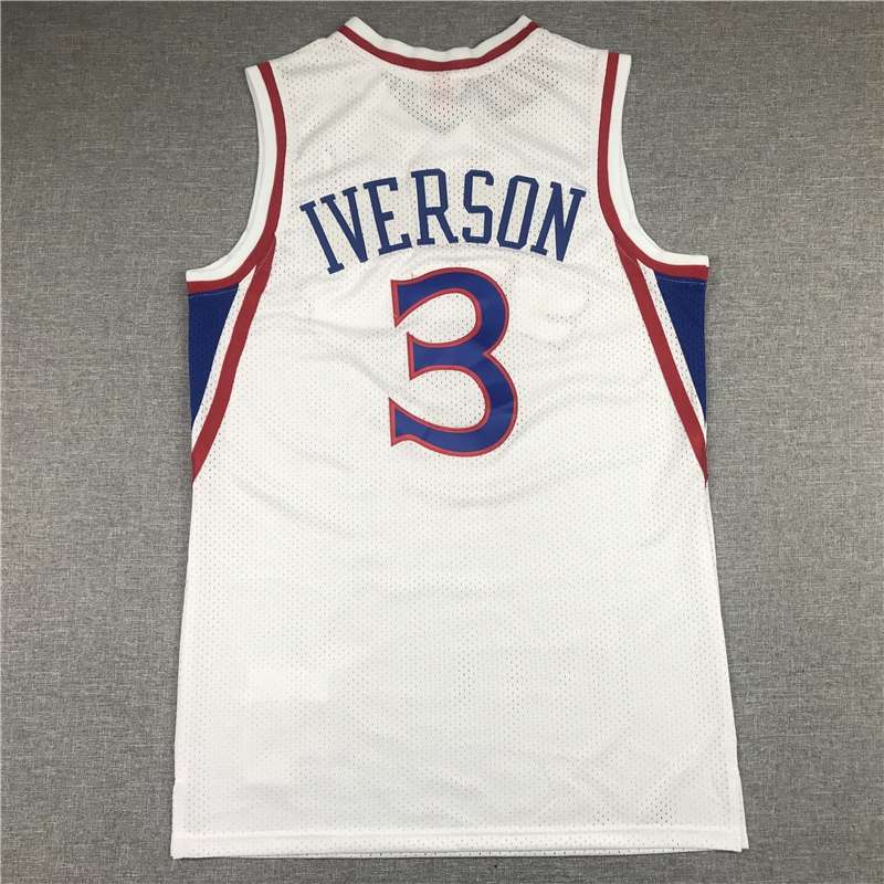 Philadelphia 76ers IVERSON #3 White Classics Basketball Jersey 02 (Stitched)