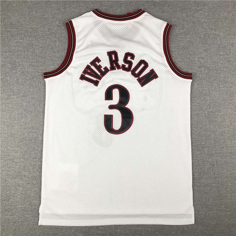 Philadelphia 76ers IVERSON #3 White Classics Basketball Jersey 03 (Stitched)