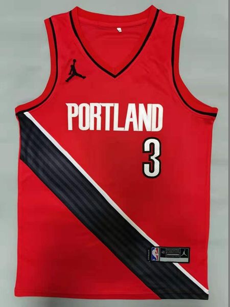 20/21 Portland Trail Blazers MCCOLLUM #3 Red AJ Basketball Jersey (Stitched)