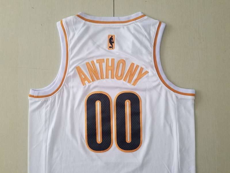 2020 Portland Trail Blazers ANTHONY #00 White Gold Basketball Jersey (Stitched)