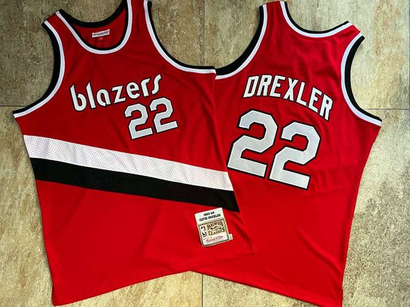 1983/84 Portland Trail Blazers DREXLER #22 Red Classics Basketball Jersey (Closely Stitched)
