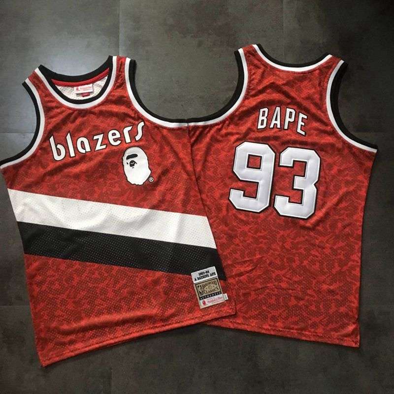 1983/84 Portland Trail Blazers BAPE #93 Red Classics Basketball Jersey (Closely Stitched)