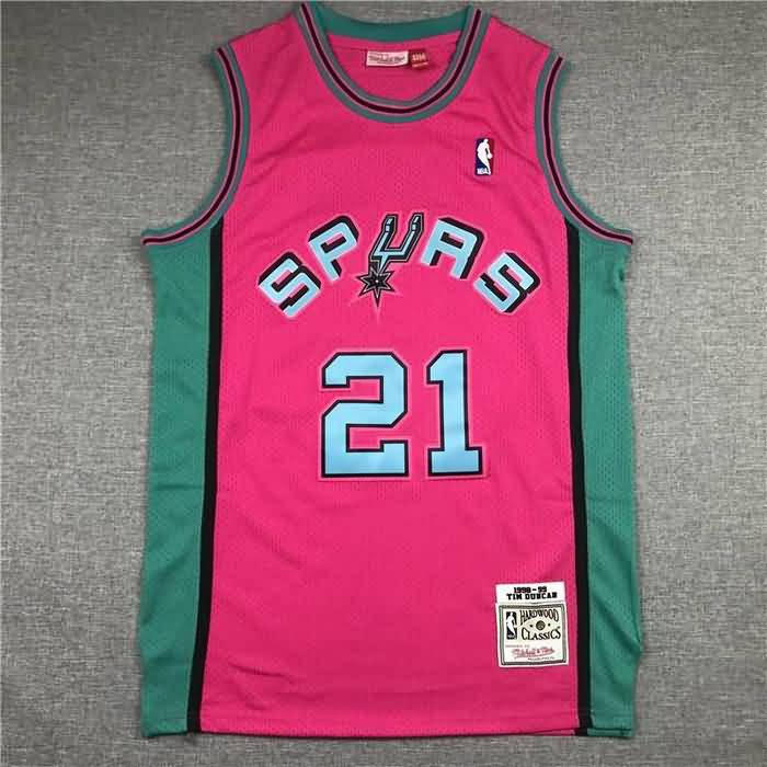 1998/99 San Antonio Spurs DUNCAN #21 Pink Classics Basketball Jersey (Stitched)