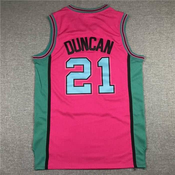 1998/99 San Antonio Spurs DUNCAN #21 Pink Classics Basketball Jersey (Stitched)