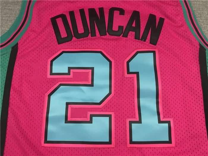 1998/99 San Antonio Spurs DUNCAN #21 Pink Classics Basketball Jersey (Stitched)