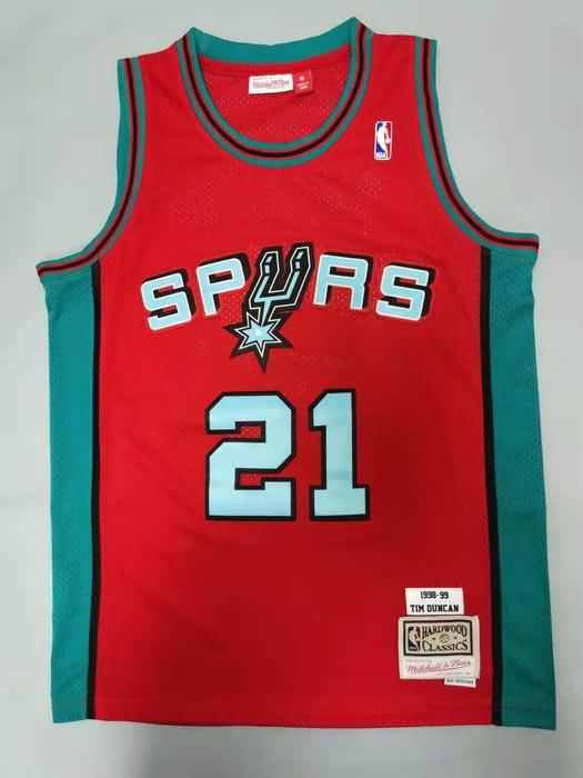 1998/99 San Antonio Spurs DUNCAN #21 Red Classics Basketball Jersey (Stitched)