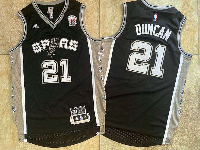 San Antonio Spurs DUNCAN #21 Black Classics Basketball Jersey (Closely Stitched)