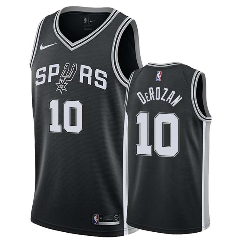 San Antonio Spurs DEROZAN #10 Black Basketball Jersey (Stitched)