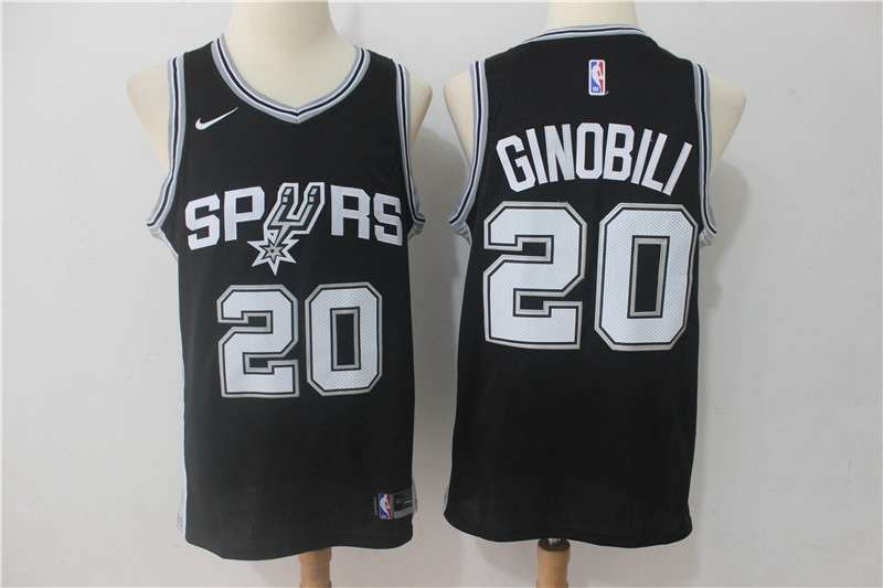 San Antonio Spurs GINOBILI #20 Black Basketball Jersey (Stitched)
