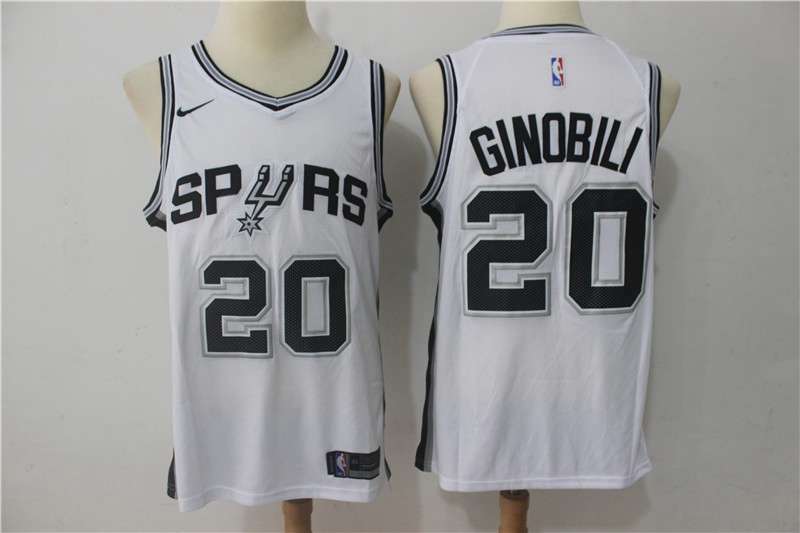 San Antonio Spurs GINOBILI #20 White Basketball Jersey (Stitched)