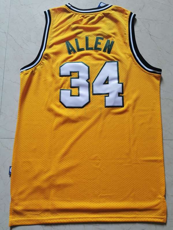 Seattle Sounders ALLEN #34 Yellow Classics Basketball Jersey (Stitched)