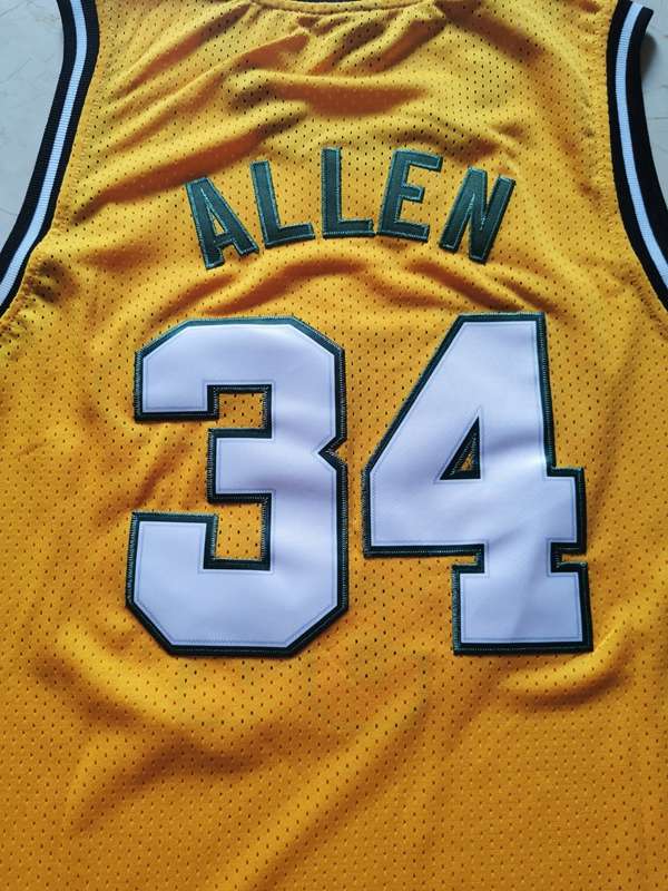 Seattle Sounders ALLEN #34 Yellow Classics Basketball Jersey (Stitched)