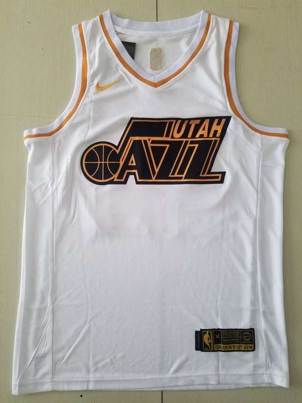 2020 Utah Jazz MITCHELL #45 White Gold Basketball Jersey (Stitched)