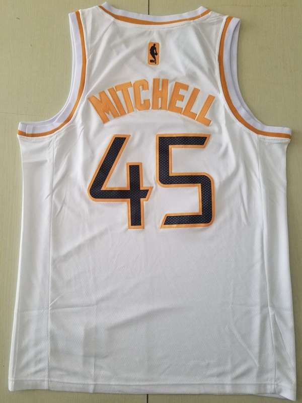 2020 Utah Jazz MITCHELL #45 White Gold Basketball Jersey (Stitched)