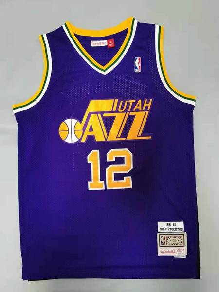 1991/92 Utah Jazz STOCKTON #12 Purple Classics Basketball Jersey (Stitched)