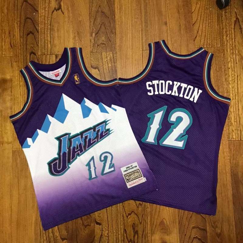 1996/97 Utah Jazz STOCKTON #12 Purple White Classics Basketball Jersey (Closely Stitched)