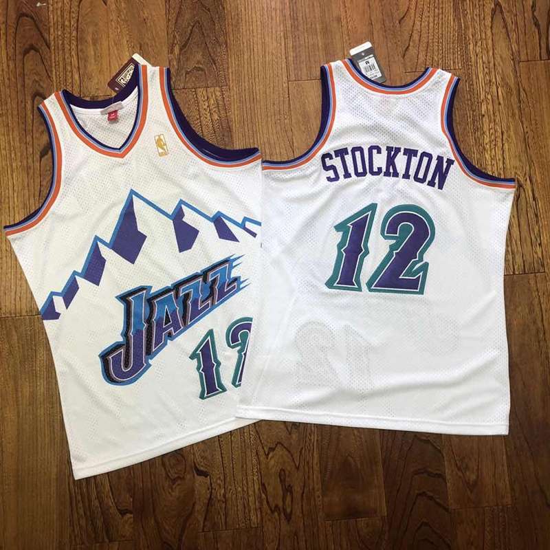 1996/97 Utah Jazz STOCKTON #12 White Classics Basketball Jersey (Closely Stitched)