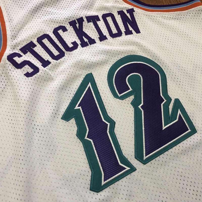 1996/97 Utah Jazz STOCKTON #12 White Classics Basketball Jersey (Closely Stitched)