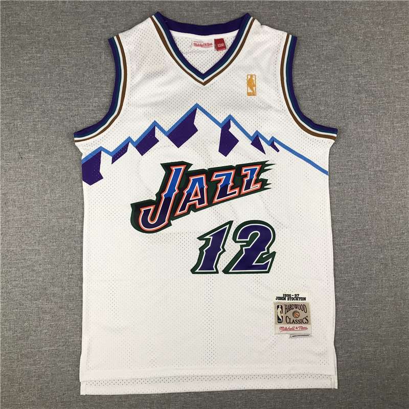 1996/97 Utah Jazz STOCKTON #12 White Classics Basketball Jersey (Stitched)