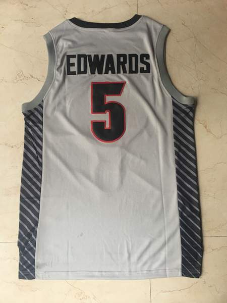 Georgia Bulldogs EDWAROS #5 Grey NCAA Basketball Jersey