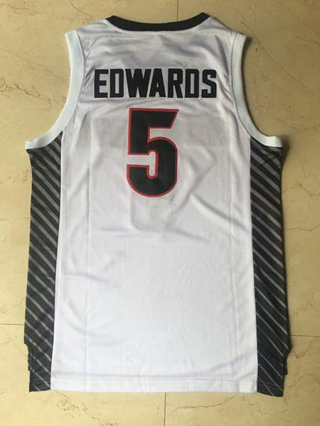 Georgia Bulldogs EDWAROS #5 White NCAA Basketball Jersey 02