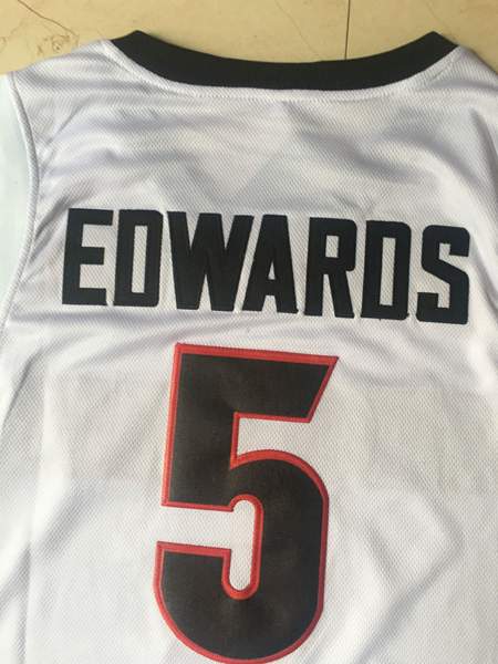 Georgia Bulldogs EDWAROS #5 White NCAA Basketball Jersey 02