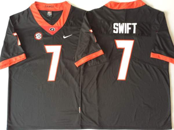 Georgia Bulldogs SWIFT #7 Black NCAA Football Jersey