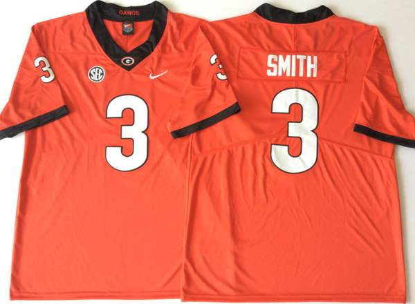 Georgia Bulldogs SMITH #3 Orange NCAA Football Jersey