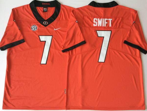 Georgia Bulldogs SWIFT #7 Orange NCAA Football Jersey