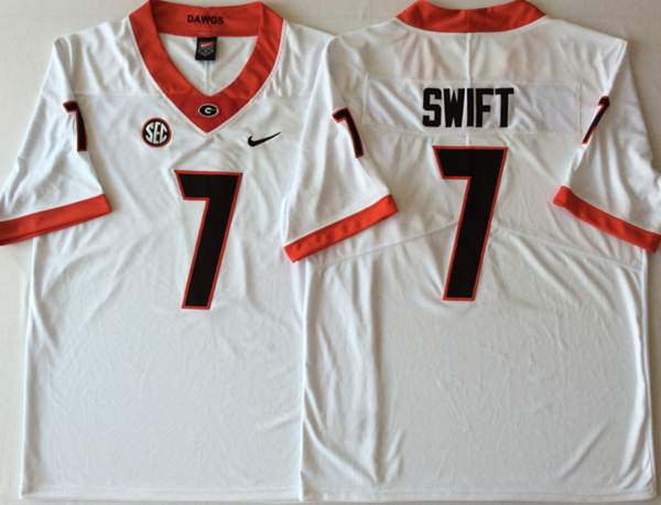 Georgia Bulldogs SWIFT #7 White NCAA Football Jersey