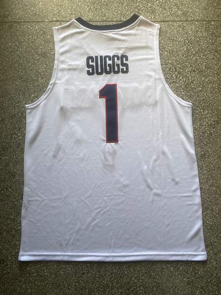 Gonzaga Bulldogs SUGGS #1 White NCAA Basketball Jersey 02