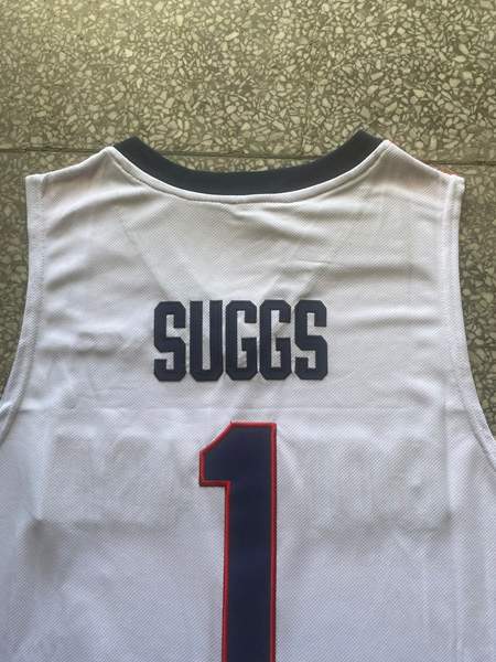 Gonzaga Bulldogs SUGGS #1 White NCAA Basketball Jersey 02