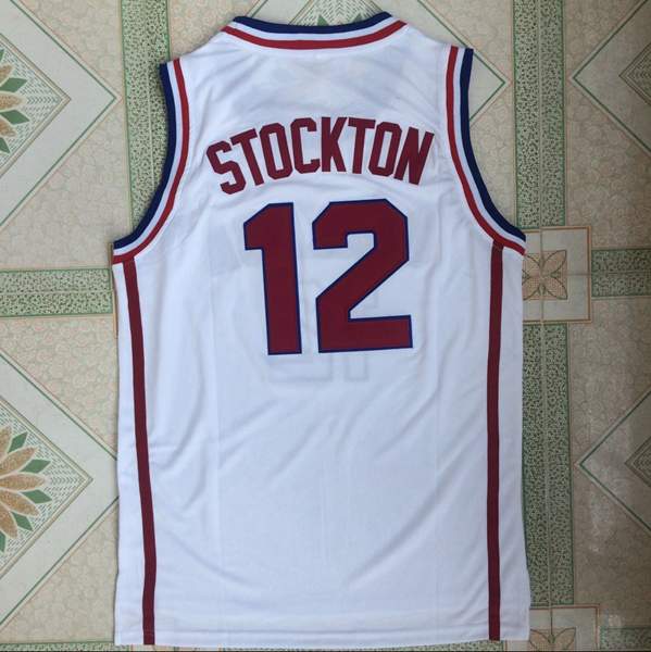 Gonzaga Bulldogs STOCKTON #12 White NCAA Basketball Jersey