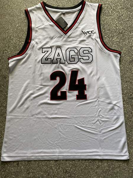 Gonzaga Bulldogs KISPERT #24 White NCAA Basketball Jersey 03