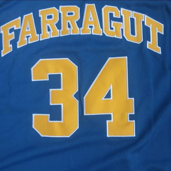 Farragut GARNETT #34 Blue Basketball Jersey