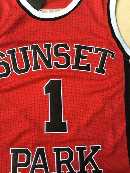 Sunset Park SHORTY #1 Red Basketball Jersey