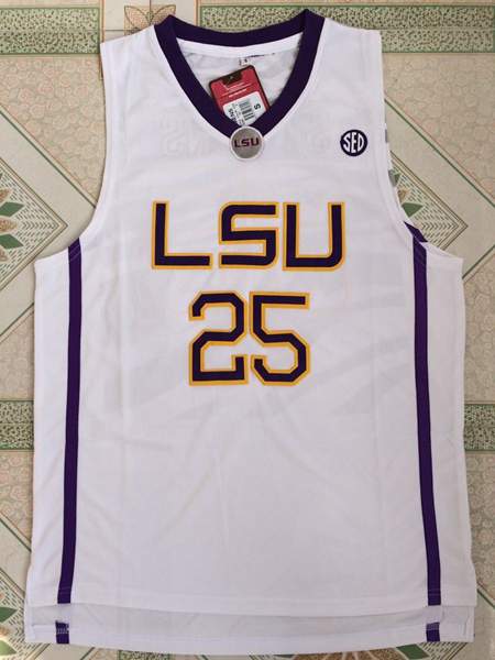 LSU Tigers SIMMONS #25 White NCAA Basketball Jersey