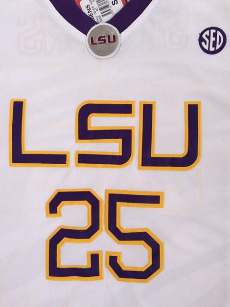 LSU Tigers SIMMONS #25 White NCAA Basketball Jersey