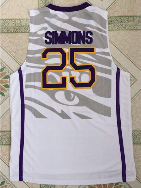 LSU Tigers SIMMONS #25 White NCAA Basketball Jersey