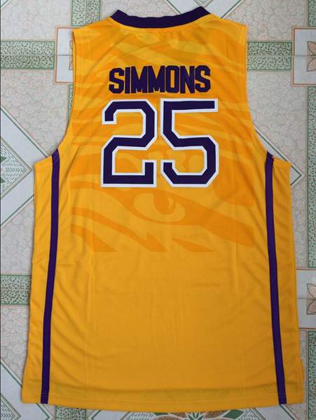 LSU Tigers SIMMONS #25 Yellow NCAA Basketball Jersey