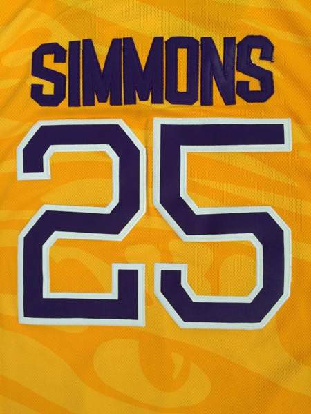 LSU Tigers SIMMONS #25 Yellow NCAA Basketball Jersey