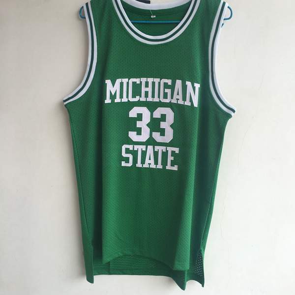 Michigan State Spartans JOHNSON #33 Green NCAA Basketball Jersey 02