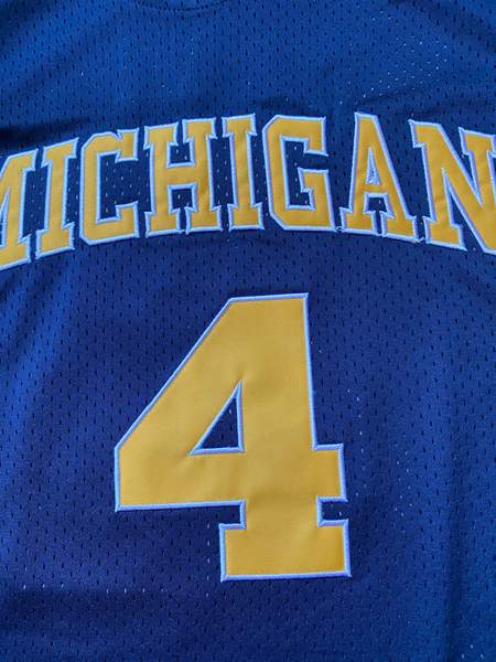 Michigan Wolverines WEBBER #4 Blue NCAA Basketball Jersey