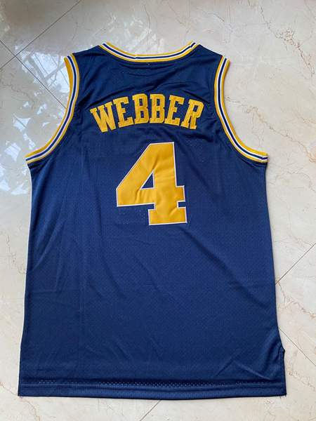 Michigan Wolverines WEBBER #4 Blue NCAA Basketball Jersey