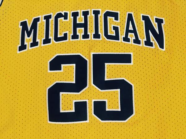 Michigan Wolverines HOWARD #25 Yellow NCAA Basketball Jersey